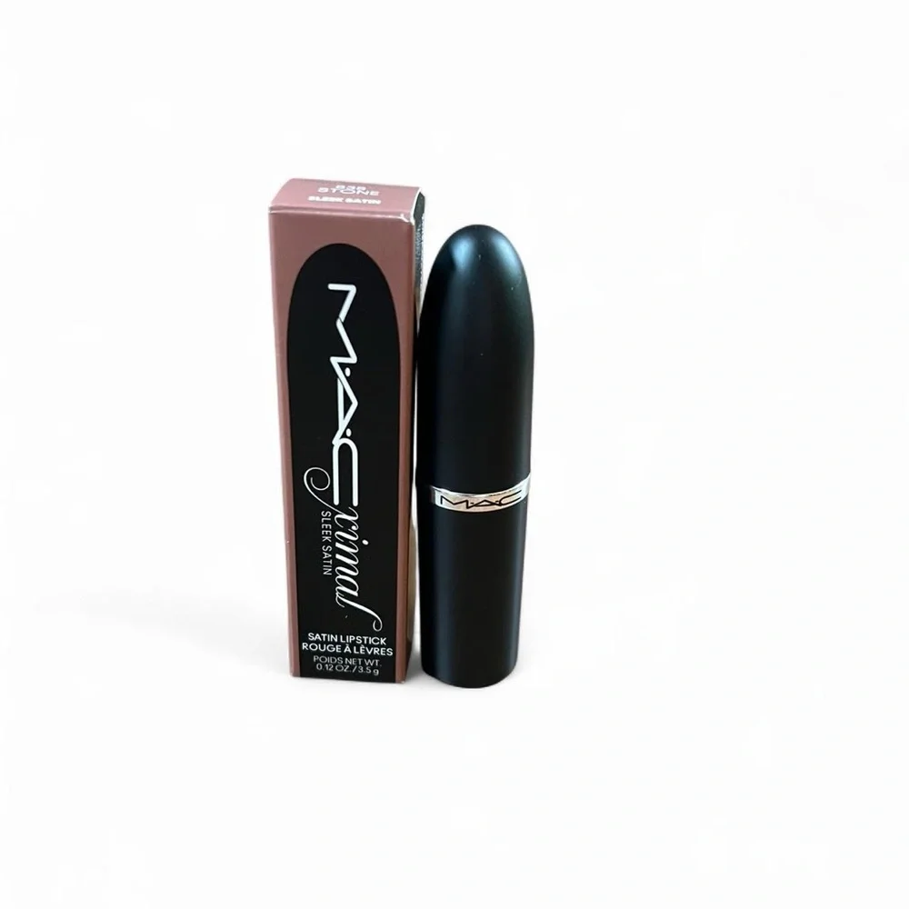 New MAC Macximal Sleek Satin lipstick in Stone 838 nude taupe brown 3.5g full sz - Picture 7 of 7